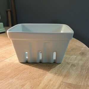 Crate and Barrel White Ceramic Berry Basket